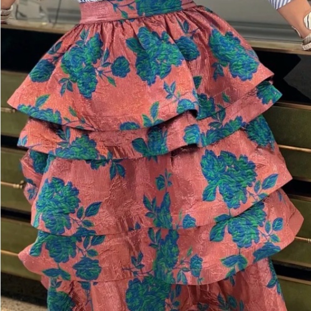 Buru Teagan Pink Brocade Skirt NWT XS